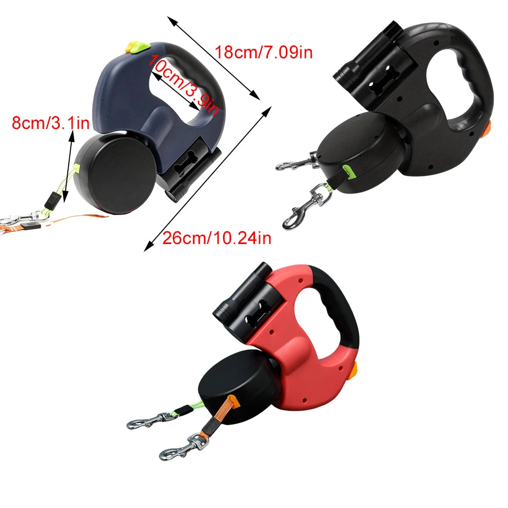 Innovative Dual Retractable Dog Leash with LED Lights